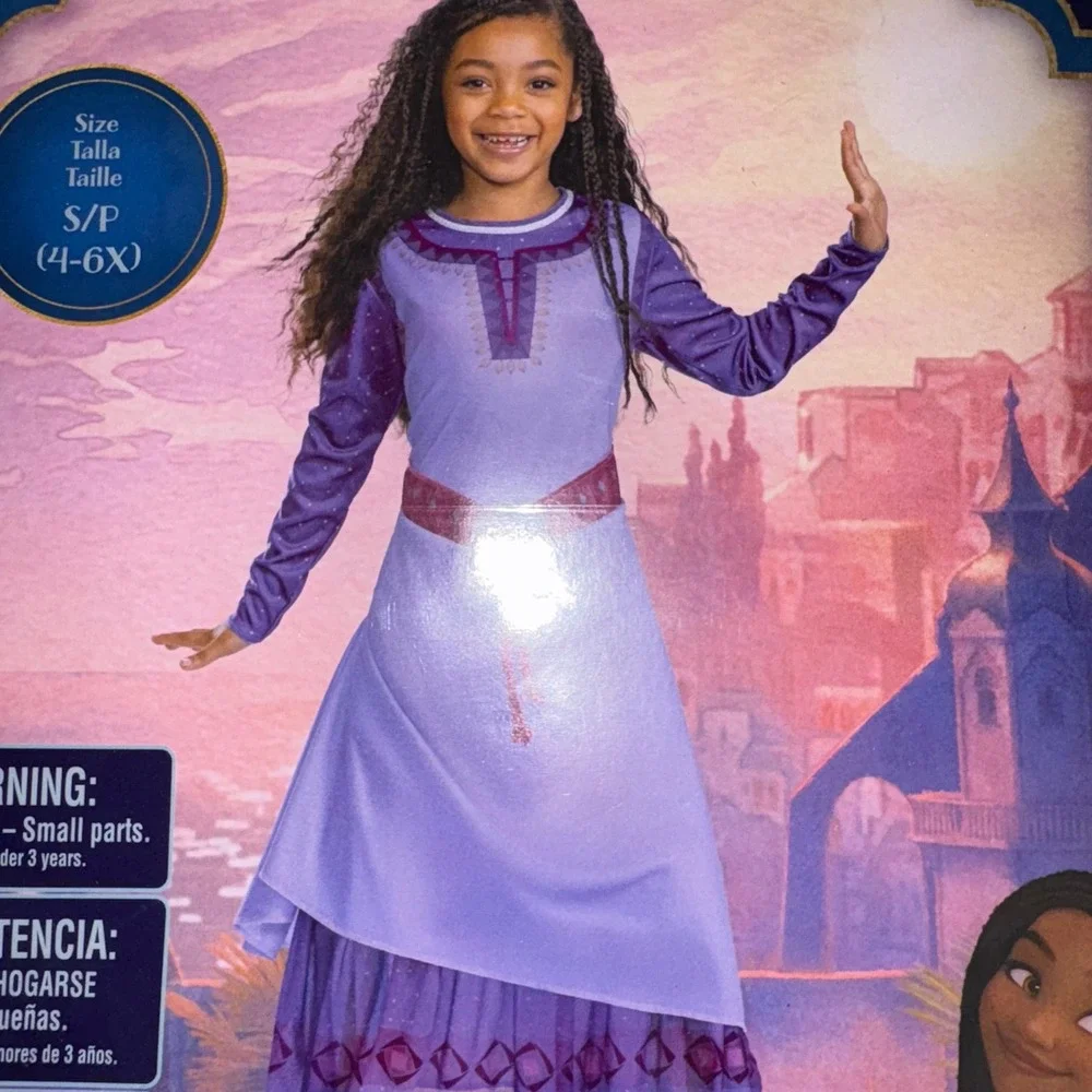 Disguise Disney Wish Asha Costume Dress Girls Size Small 4 6X Purple Outfit